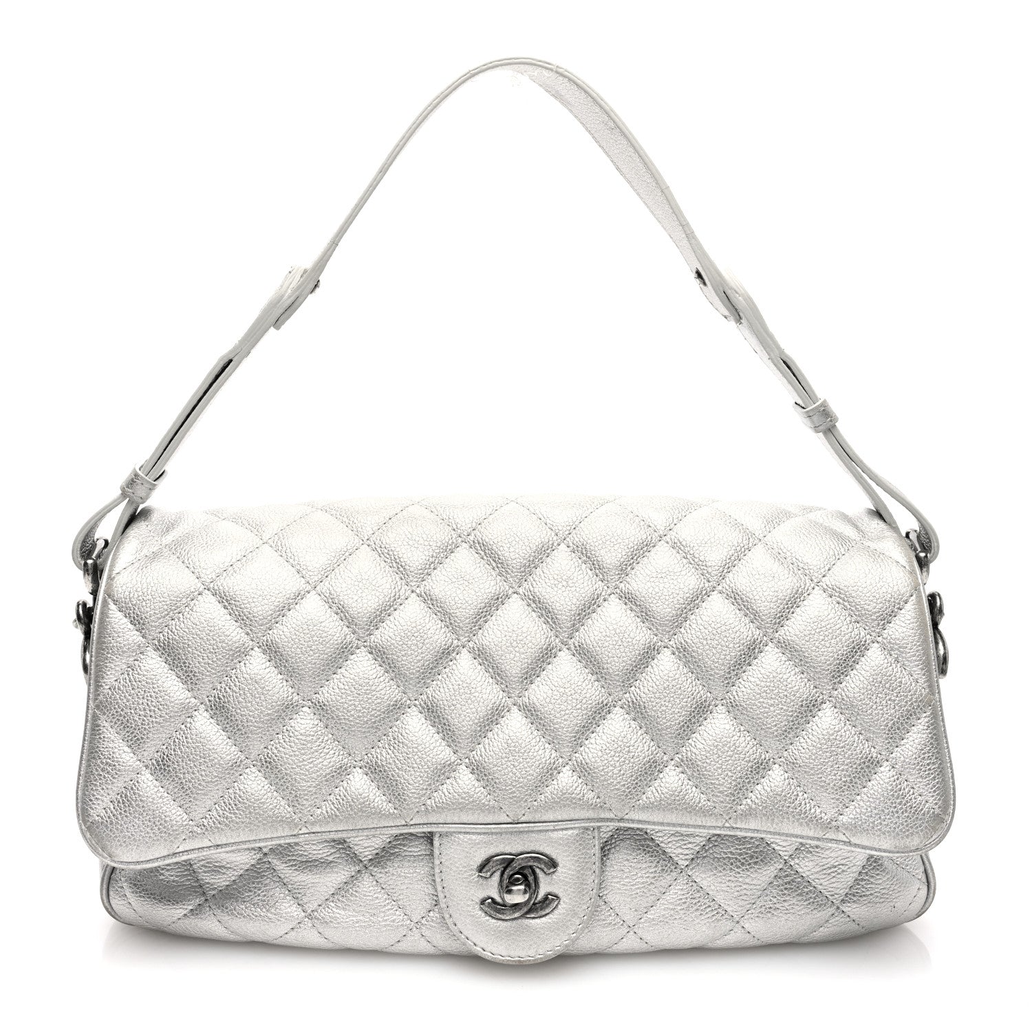 Chanel Metallic Calfskin Quilted Medium Casual Rock Flap Silver 1 of 12