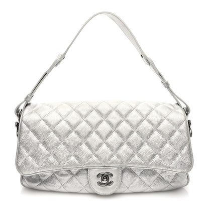 Chanel Metallic Calfskin Quilted Medium Casual Rock Flap Silver 1 of 12