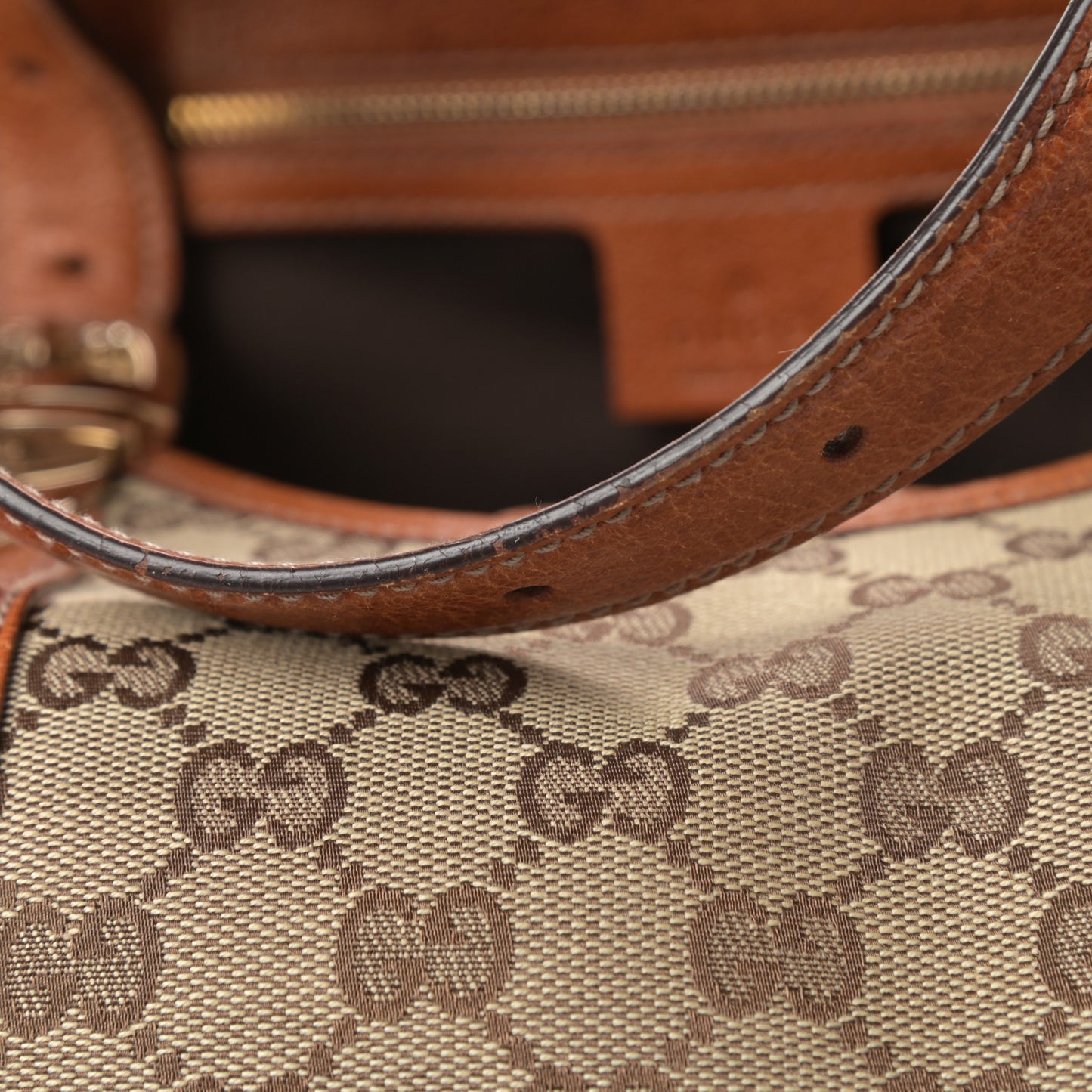 Monogram Horsebit Large Glam Shoulder Bag Brown