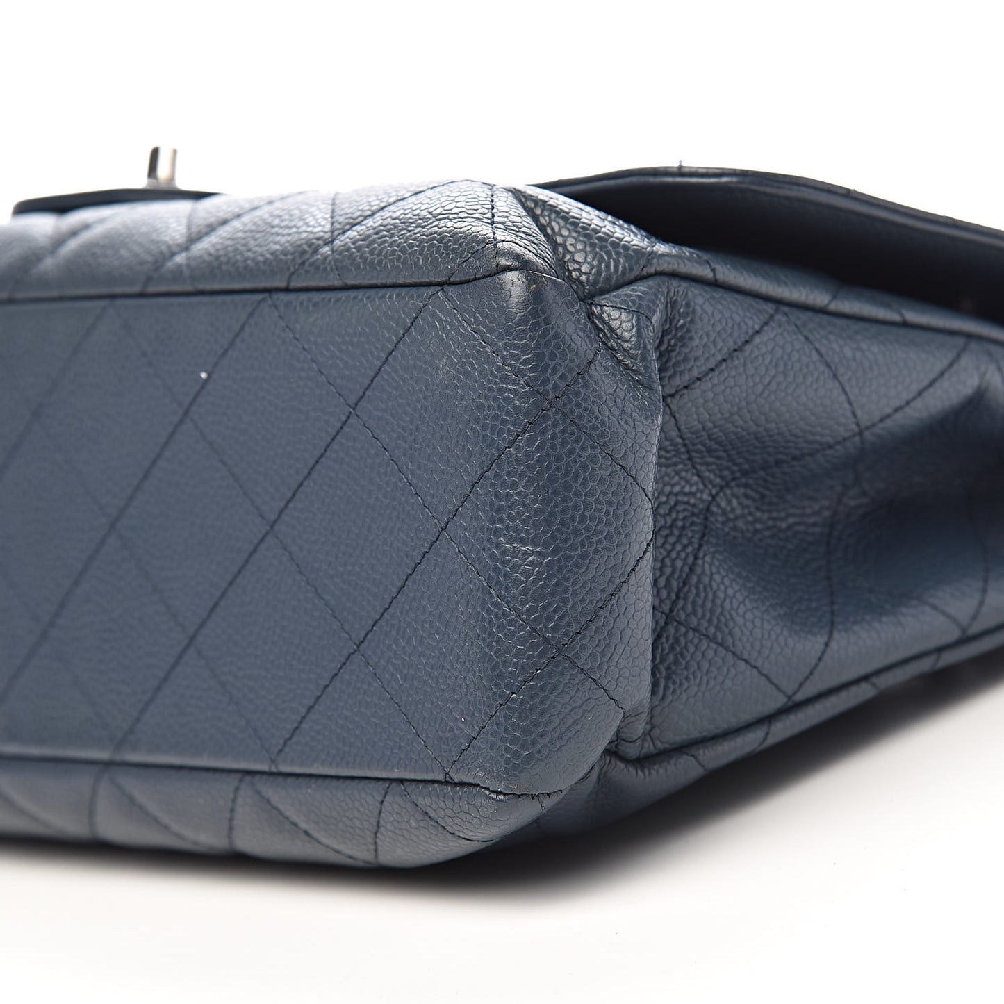 Caviar Quilted Jumbo Single Flap Dark Blue
