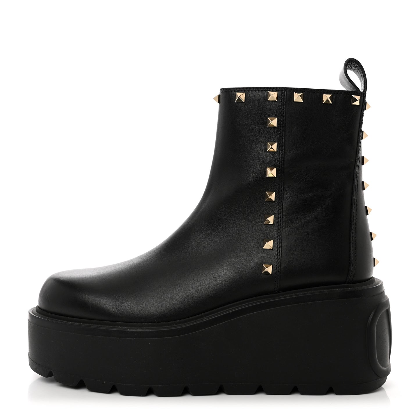 Calfskin Rockstud VLOGO Uniqueform Chelsea 55/85mm Flatform Ankle Boots 41 Black