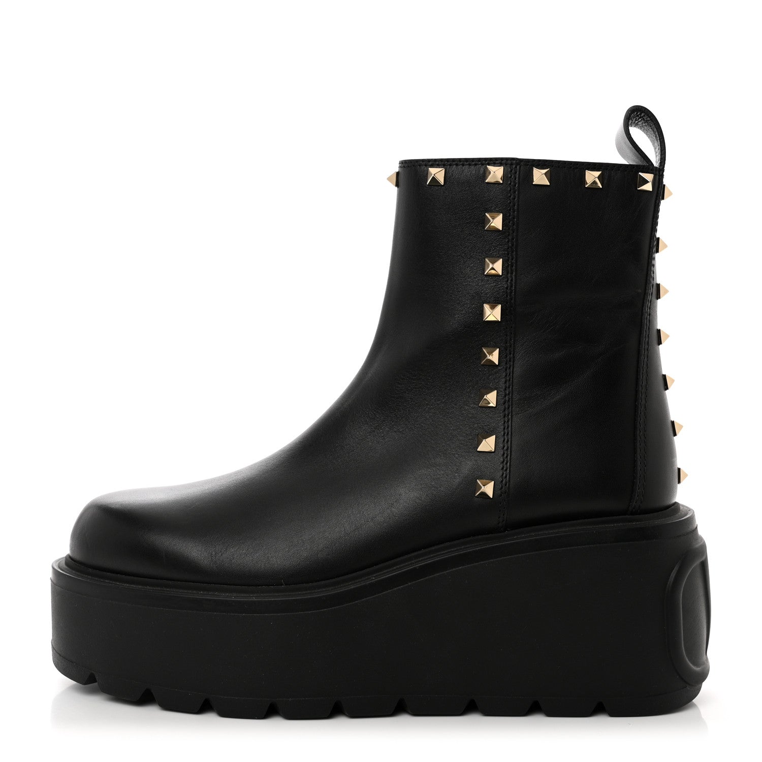 Valentino Garavani Calfskin Rockstud VLOGO Uniqueform Chelsea 55/85mm Flatform Ankle Boots 41 Black 1 of 10
