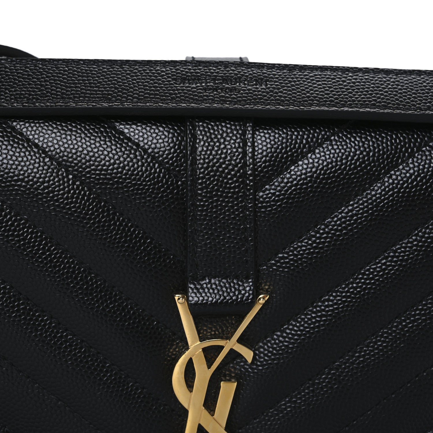 Saint Laurent Grain De Poudre Matelasse Chevron Medium Monogram Satchel Black 7 of 10