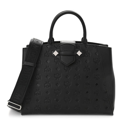 MCM Calfskin Ottomar Monogram Medium Essential Tote Black 1 of 14