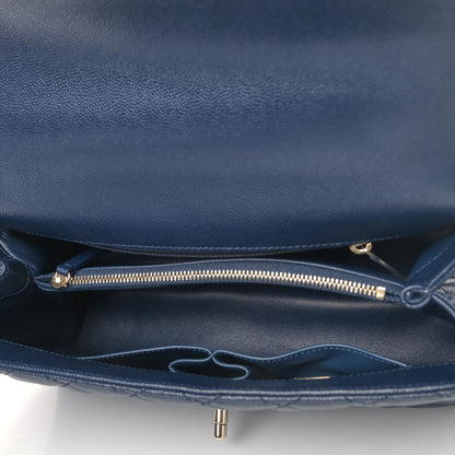 Chanel Caviar Lizard Quilted Small Coco Handle Flap Navy 4 of 4