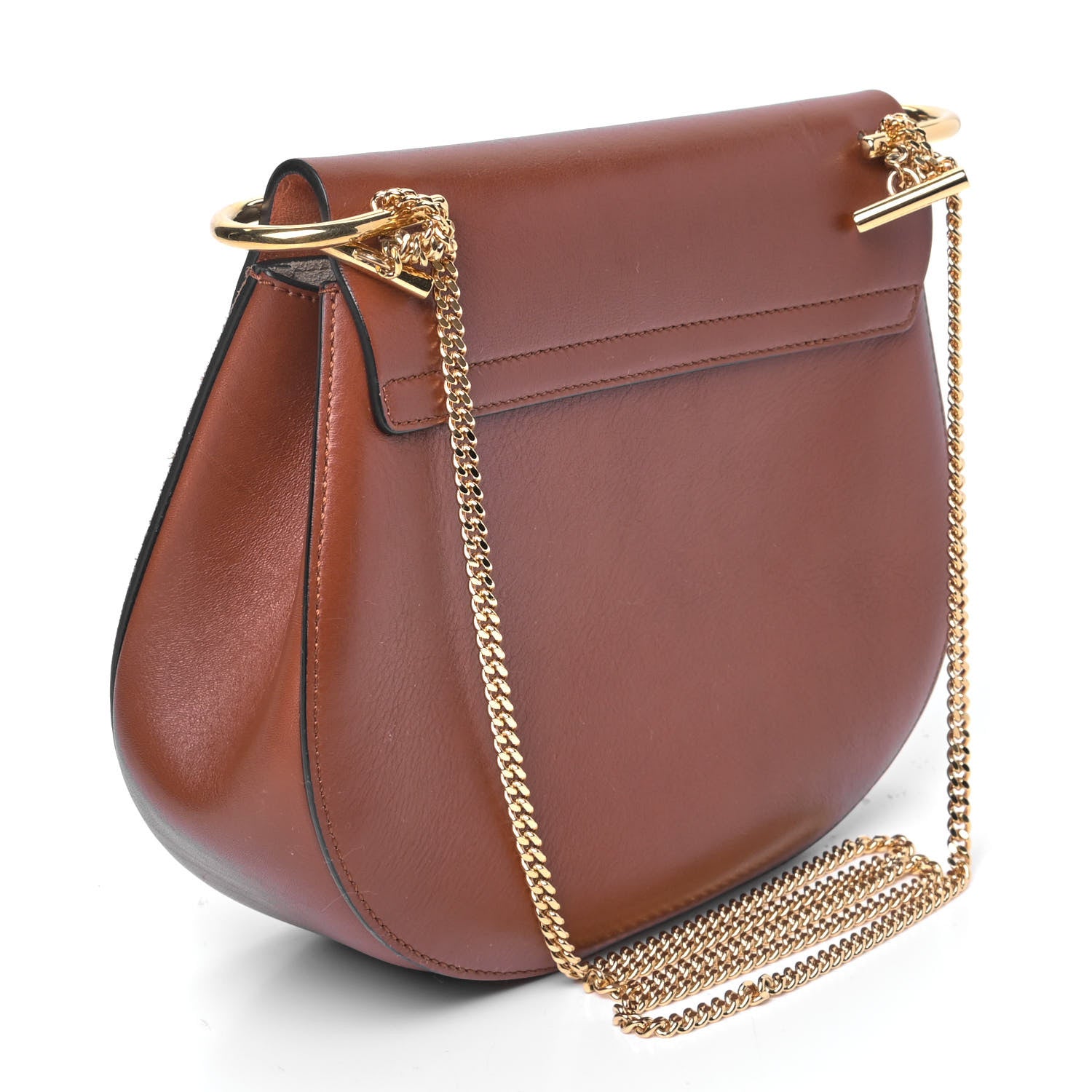 Chloe Suede Smooth Calfskin Drew Shoulder Bag Classic Tobacco 2 of 4