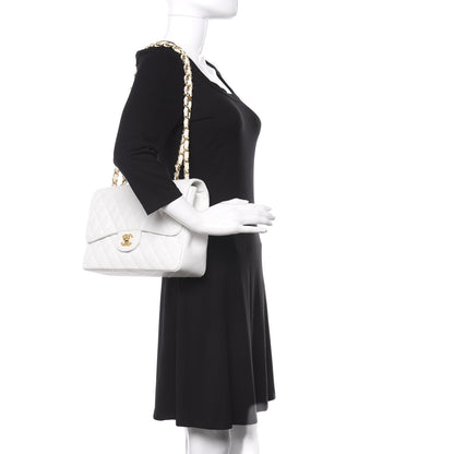 Chanel Caviar Quilted Jumbo Single Flap White 2 of 10