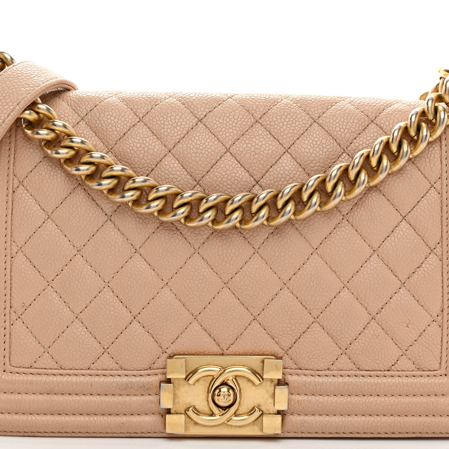 Chanel Caviar Quilted Medium Boy Flap Beige 8 of 12