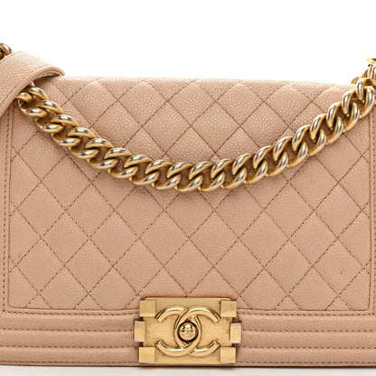 Chanel Caviar Quilted Medium Boy Flap Beige 8 of 12