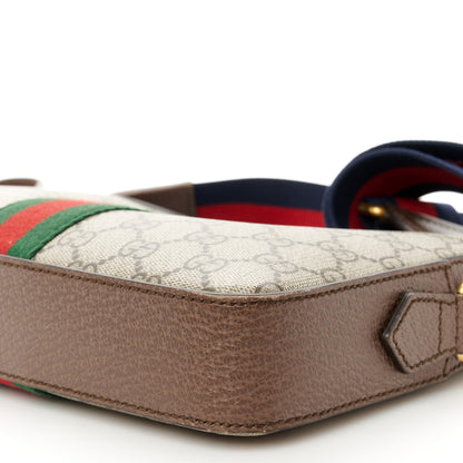 Gucci GG Supreme Monogram Textured Dollar Calfskin Web Ophidia Wristlet Shoulder Bag Beige Ebony New Acero 11 of 14