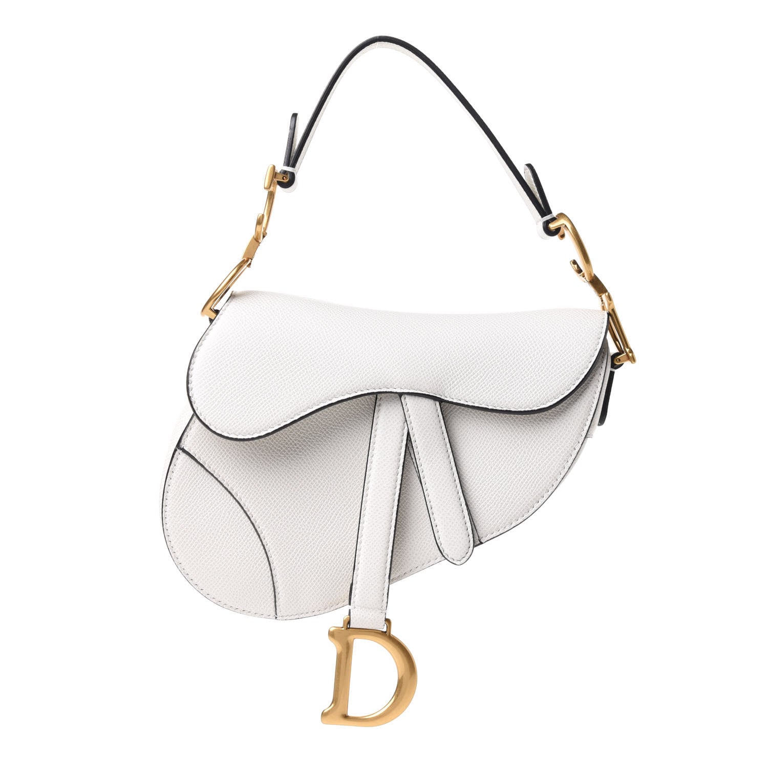 Christian Dior Grained Calfskin Mini Saddle Bag White 1 of 12