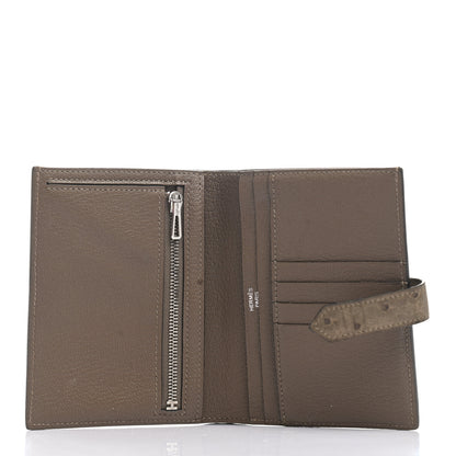Hermes Ostrich Bearn Compact Wallet Gris Asphalte 5 of 8