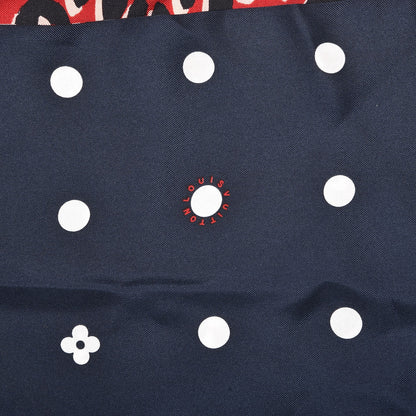 Louis Vuitton Silk Leopard Snood Scarf Red Rouge Blue Infini 3 of 4