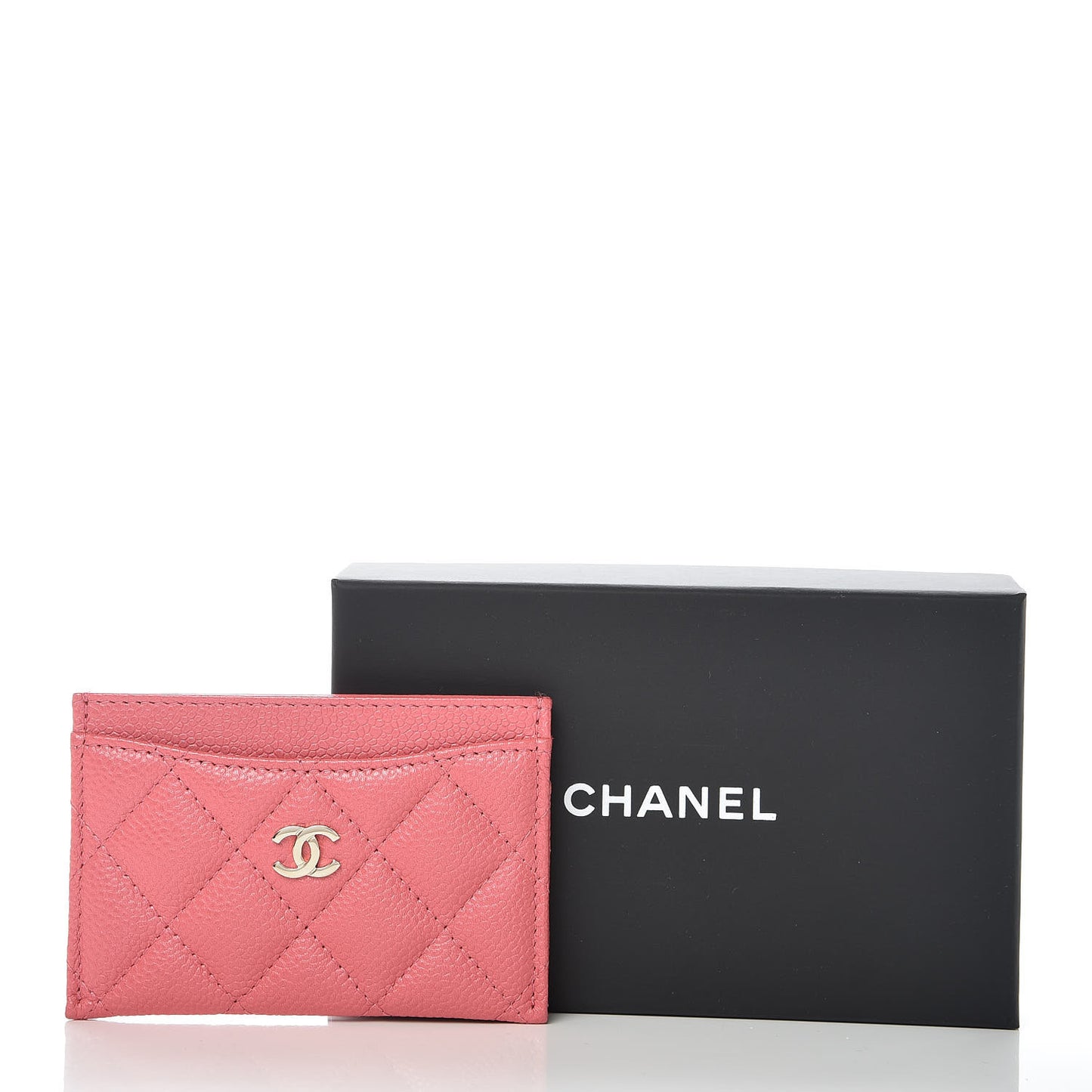 Caviar Quilted Card Holder Pink