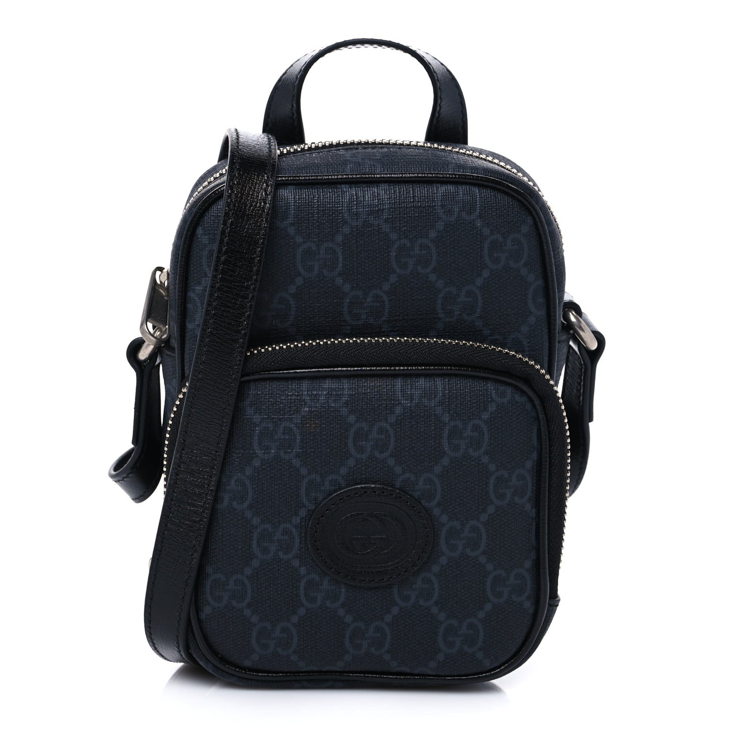GG Supreme Monogram Azalea Calfskin Mini Retro Interlocking G Bag Black