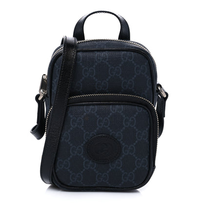 Gucci GG Supreme Monogram Azalea Calfskin Mini Retro Interlocking G Bag Black 1 of 6