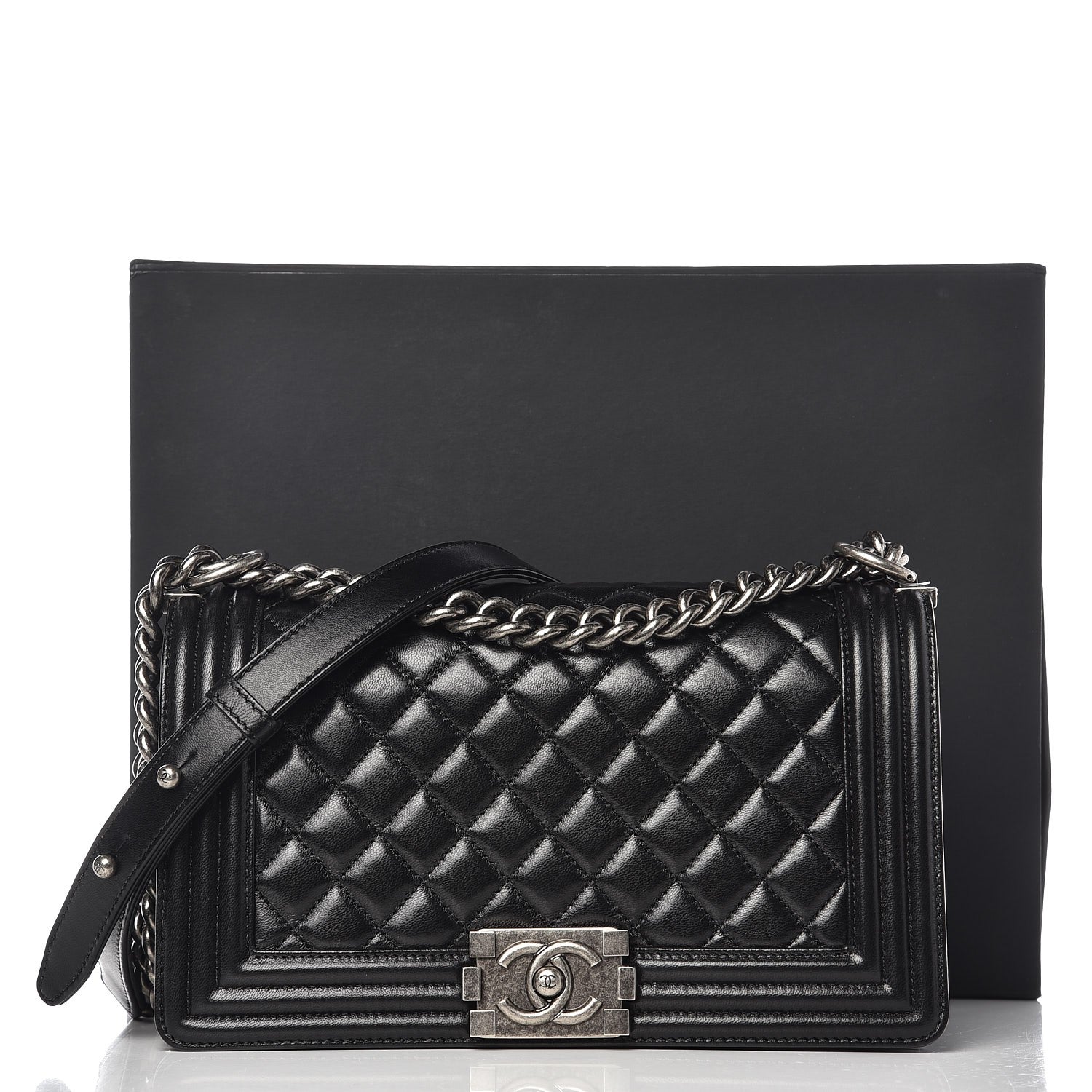 Chanel Lambskin Quilted Medium Boy Flap Black 8 of 8
