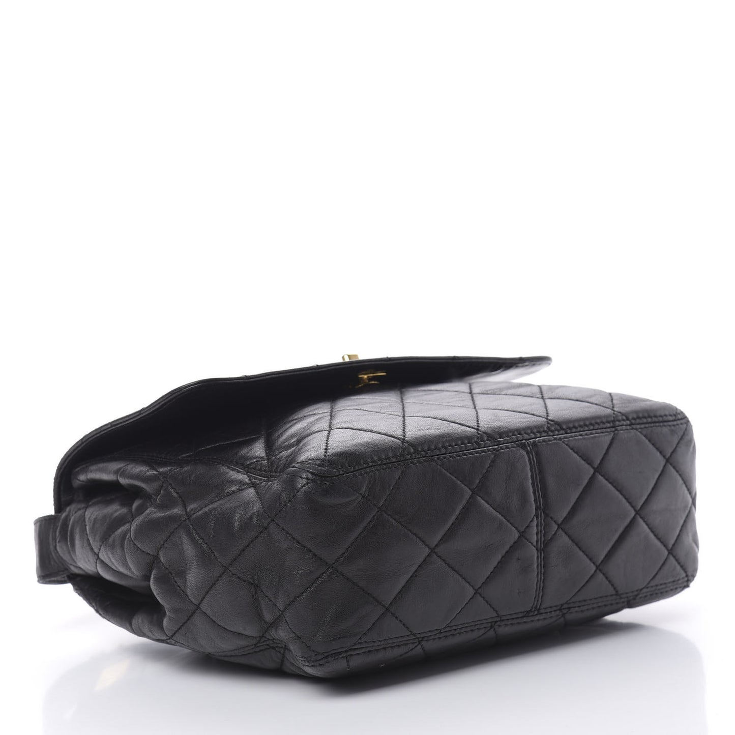 Lambskin Quilted Flap Shoulder Bag Black