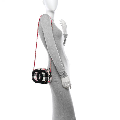 Chanel Tweed Lambskin Quilted Coco Midnight Camera Case White Black Multicolor 2 of 10