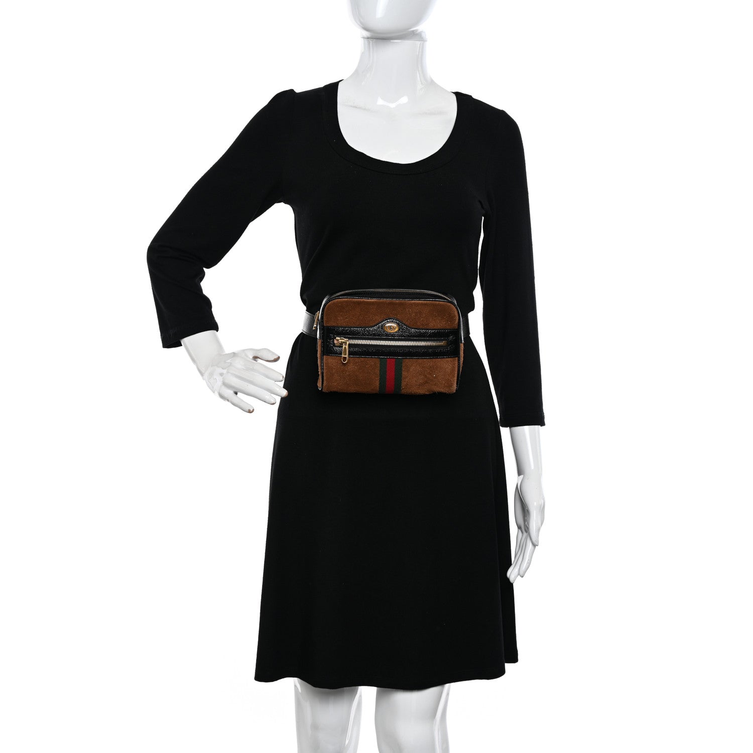 Gucci Suede Small Ophidia Belt Bag 85 34 Brown 2 of 10