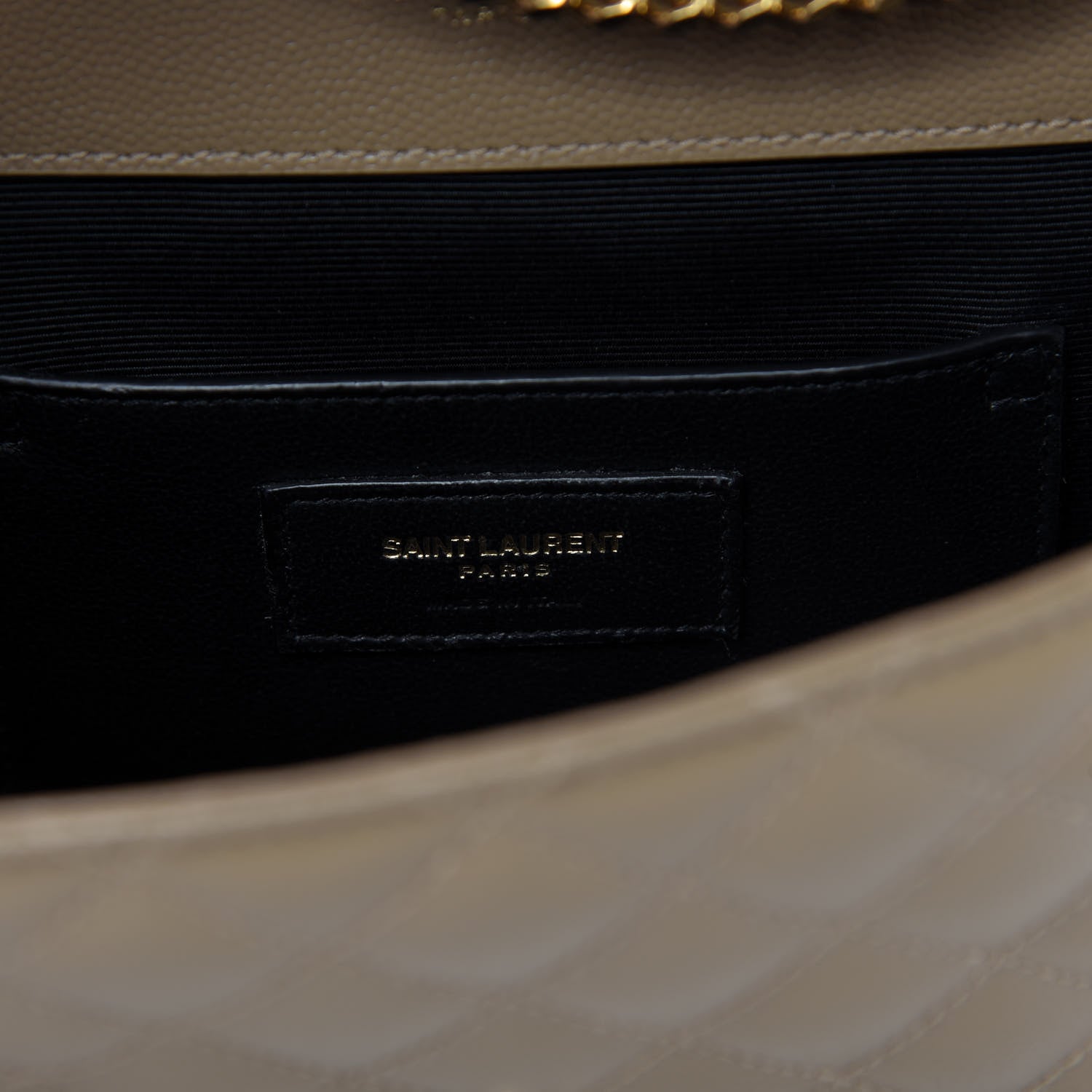 Saint Laurent Grain De Poudre Textured Mixed Matelasse Triquilt Small Monogram Satchel Dark Beige 8 of 8