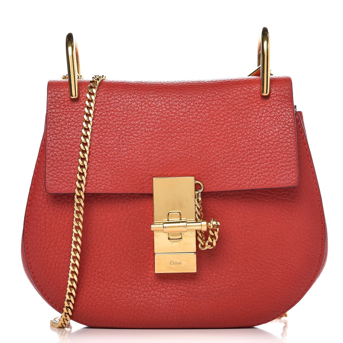 Grained Lambskin Mini Drew Shoulder Bag Plaid Red
