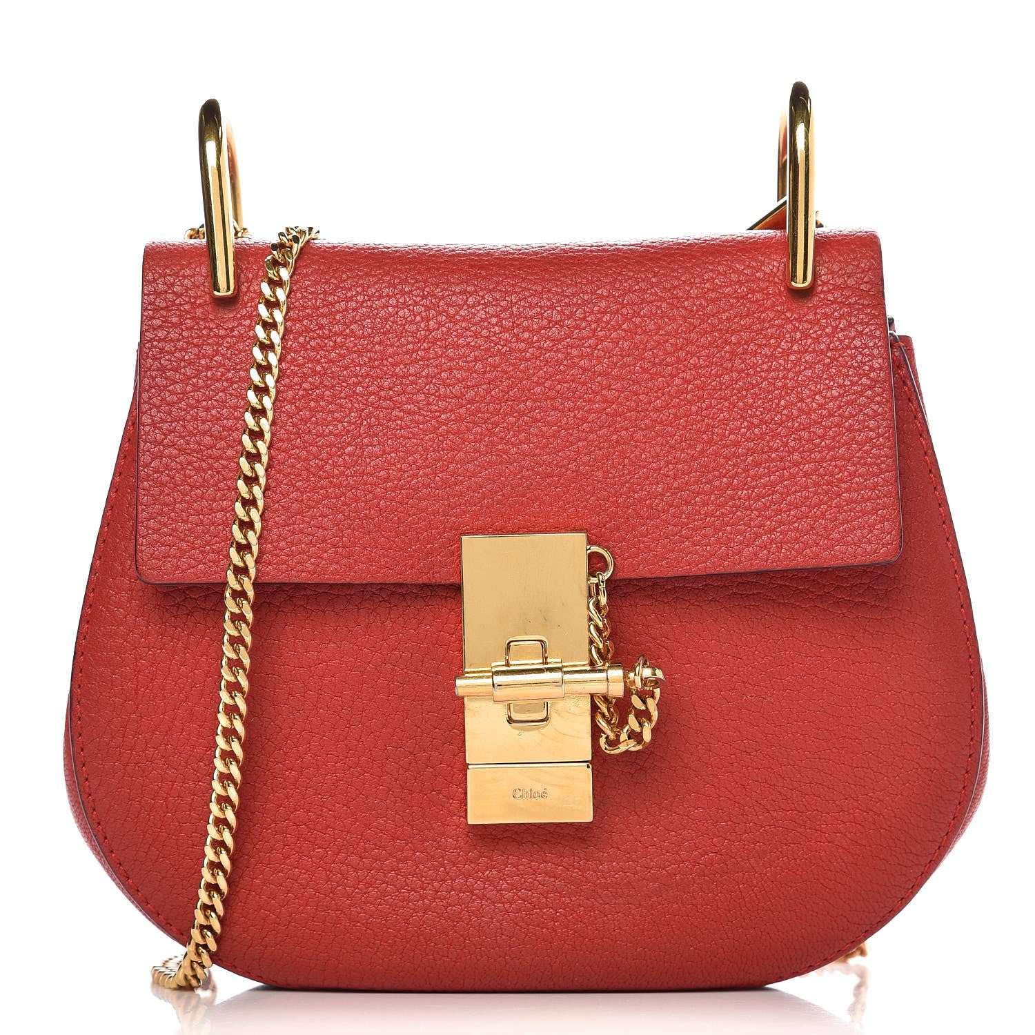 Chloe Grained Lambskin Mini Drew Shoulder Bag Plaid Red 1 of 8
