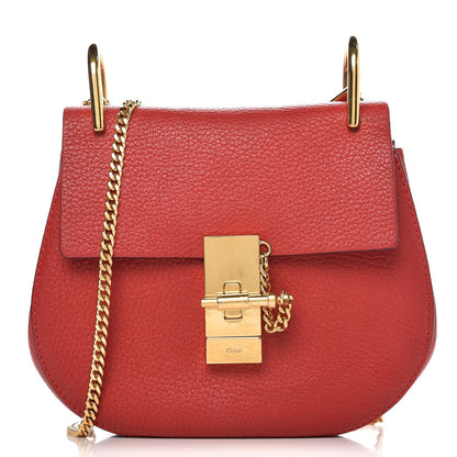 Chloe Grained Lambskin Mini Drew Shoulder Bag Plaid Red 1 of 8