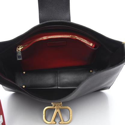 Valentino Garavani Grainy Calfskin VSling Hobo Bag Black 5 of 9