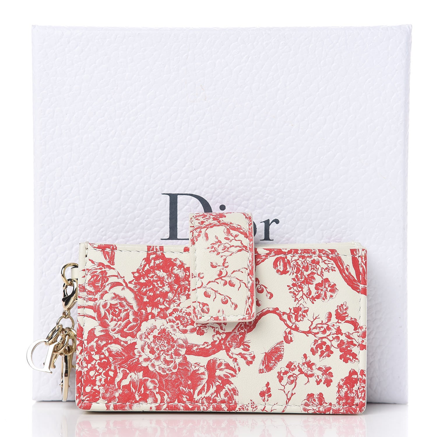 Christian Dior Calfskin Floral Print Lady Dior Gusseted Card Holder Latte Multicolor 9 of 9