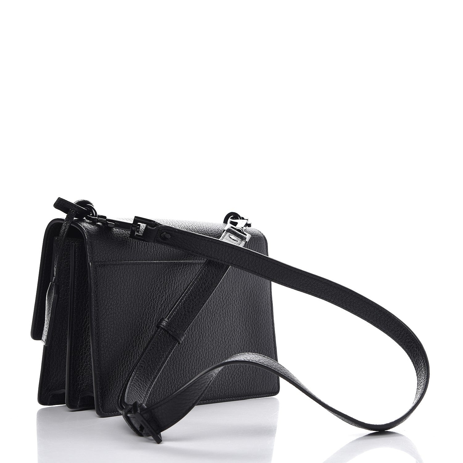 Saint Laurent Grained Calfskin Medium Monogram Sunset Satchel Black 3 of 6