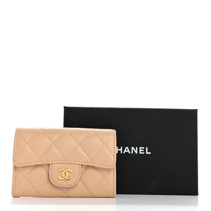 Chanel Caviar Quilted Flap Card Holder Wallet Beige 12 of 12