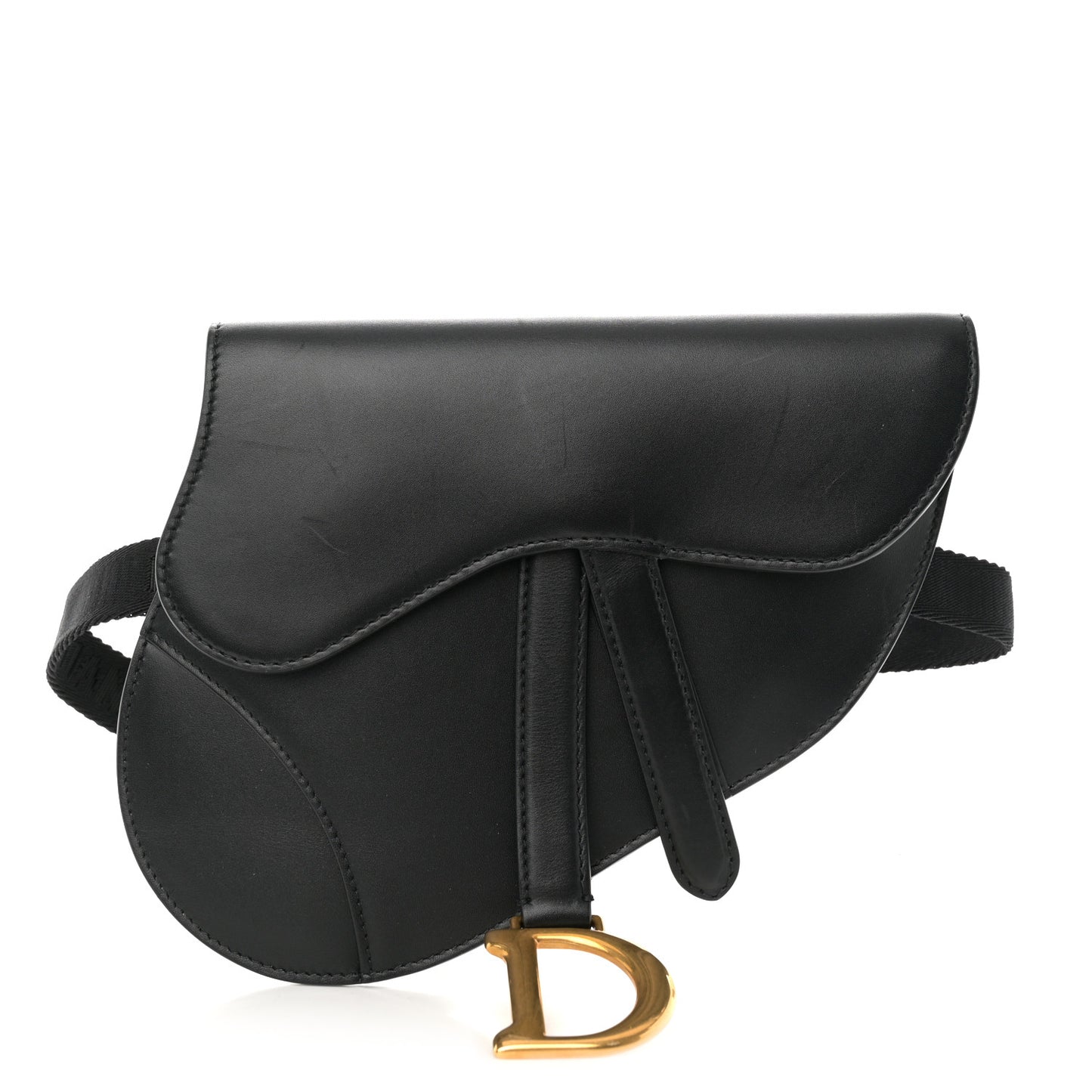Calfskin Saddle Belt Bag Black