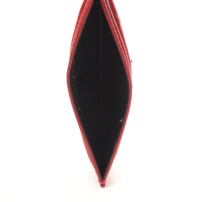 Saint Laurent Grain De Poudre Matelasse Chevron Monogram Credit Card Case New Red 5 of 7