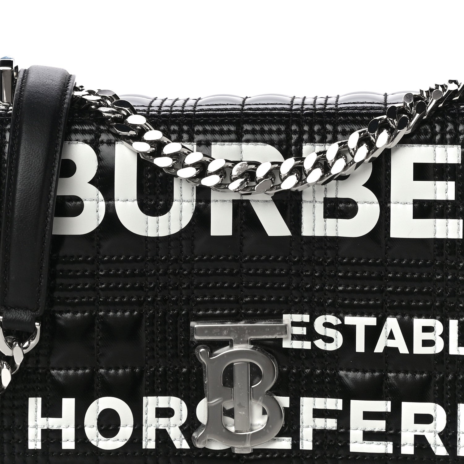 Burberry Patent Quilted Horseferry Print Small Lola Bag Black 7 of 9