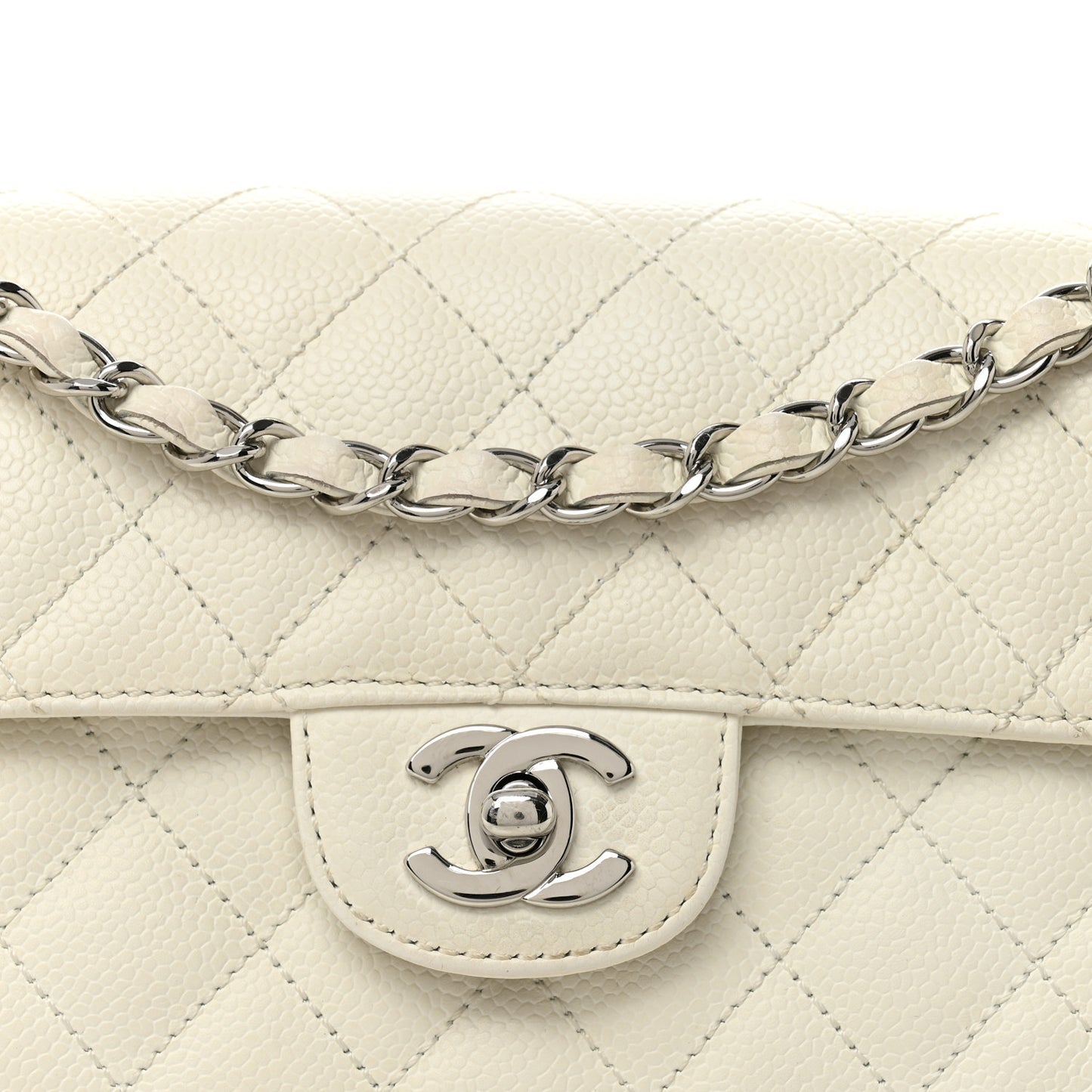Caviar Quilted East West Flap White
