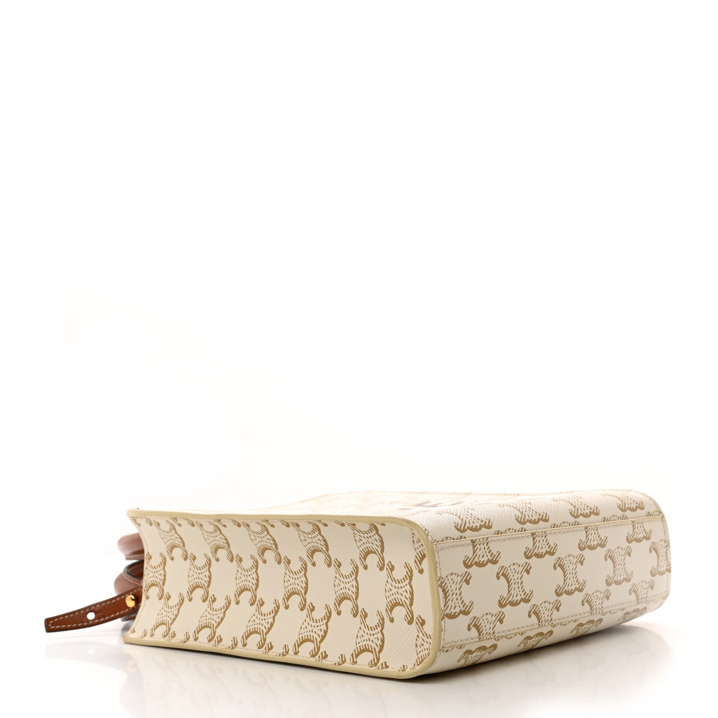 Triomphe Canvas Calfskin Mini Vertical Cabas White