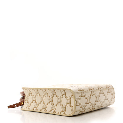 Celine Triomphe Canvas Calfskin Mini Vertical Cabas White 4 of 10