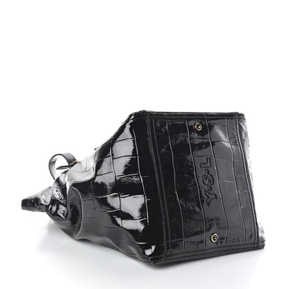 Saint Laurent Patent Crocodile Embossed Medium Downtown Tote Black 3 of 8
