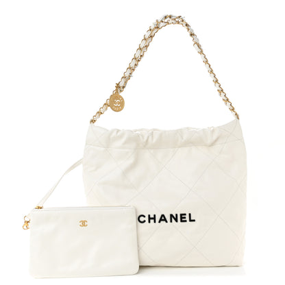 Chanel Calfskin Quilted Small Chanel 22 White 1 of 12