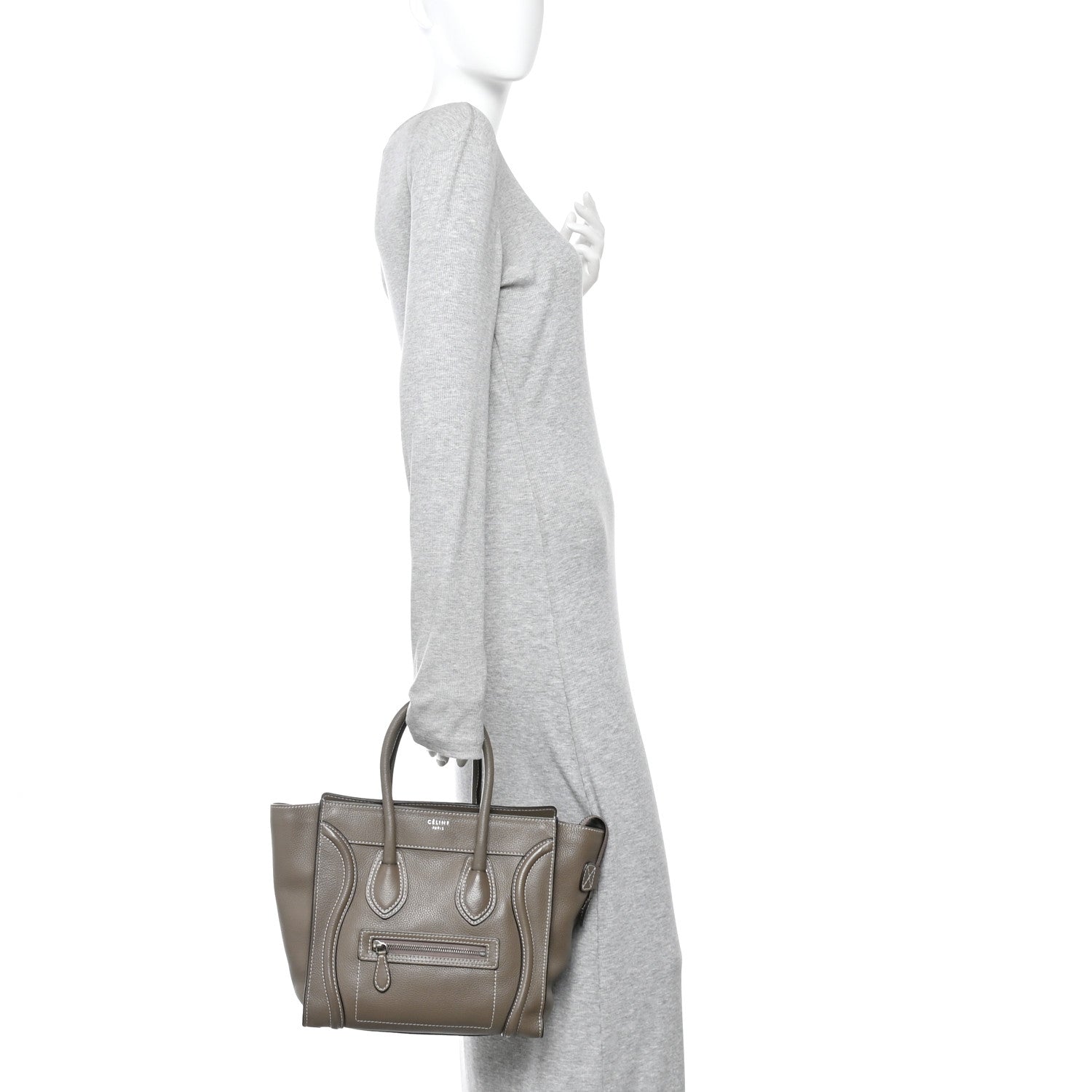 Celine Drummed Calfskin Micro Luggage Souris 2 of 11