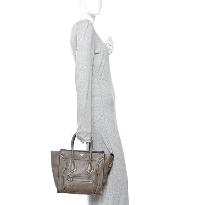 Celine Drummed Calfskin Micro Luggage Souris 2 of 11