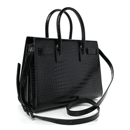 Saint Laurent Calfskin Crocodile Embossed Baby Sac De Jour Black 3 of 9