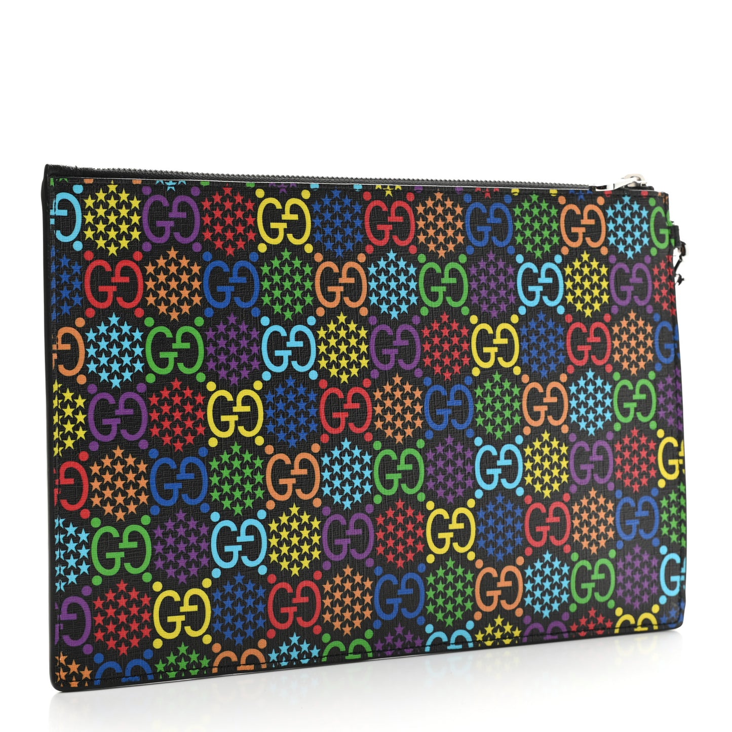 GG Supreme Monogram Psychedelic Zip Wristlet Pouch Black Multicolor
