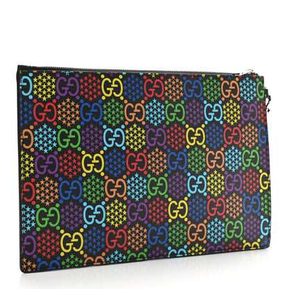Gucci GG Supreme Monogram Psychedelic Zip Wristlet Pouch Black Multicolor 3 of 8