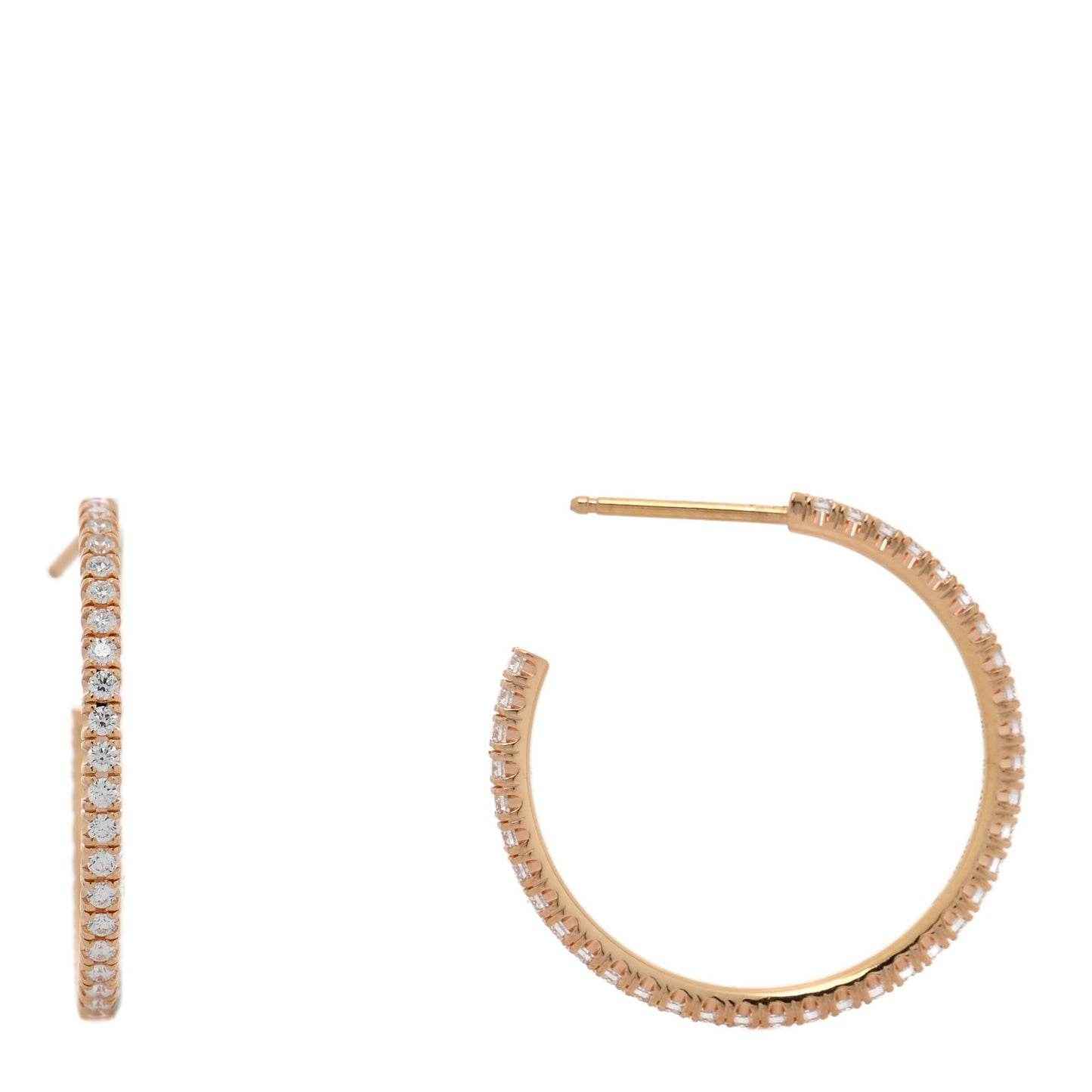 18K Pink Gold Diamond Medium Etincelle De Cartier Hoop Earrings