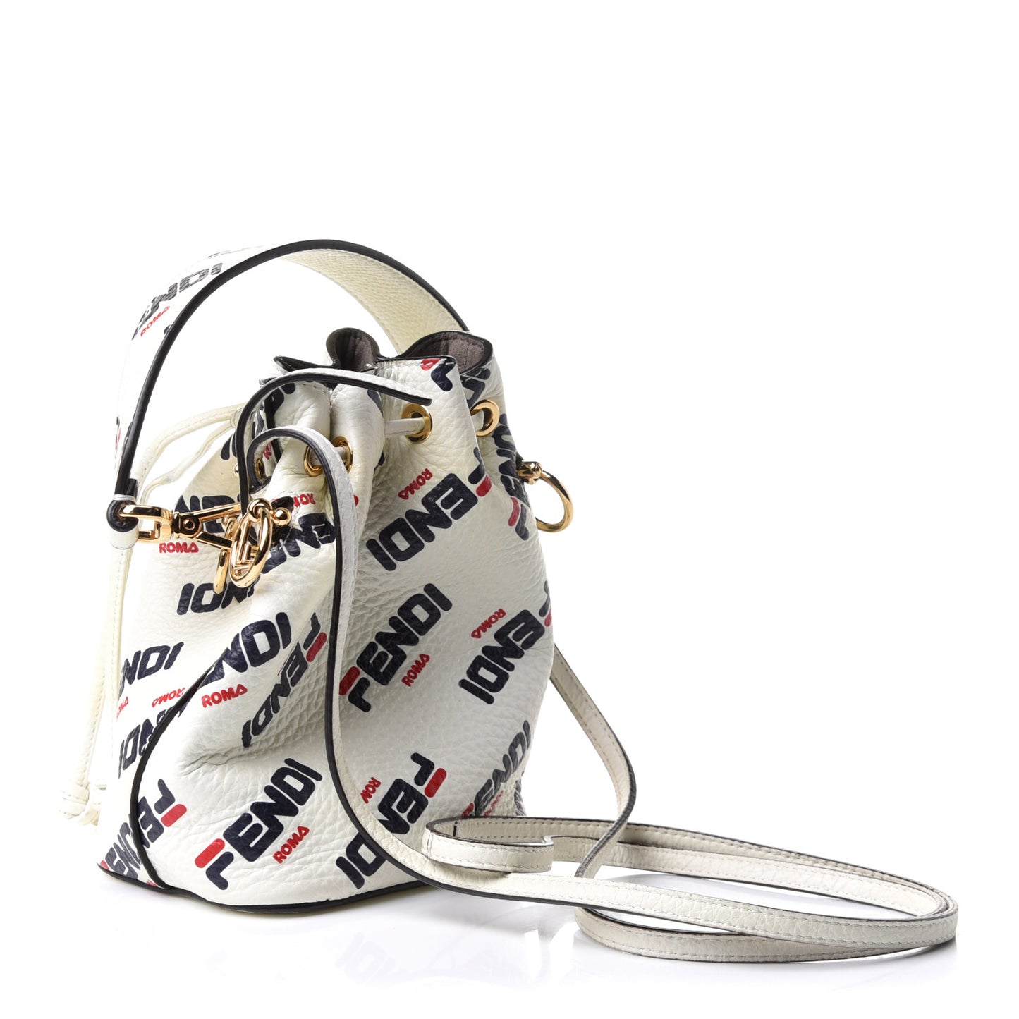 X FILA Vitello F is Fendi Mania Mini Mon Tresor Bucket Bag White