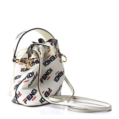 Fendi X FILA Vitello F is Fendi Mania Mini Mon Tresor Bucket Bag White 3 of 15