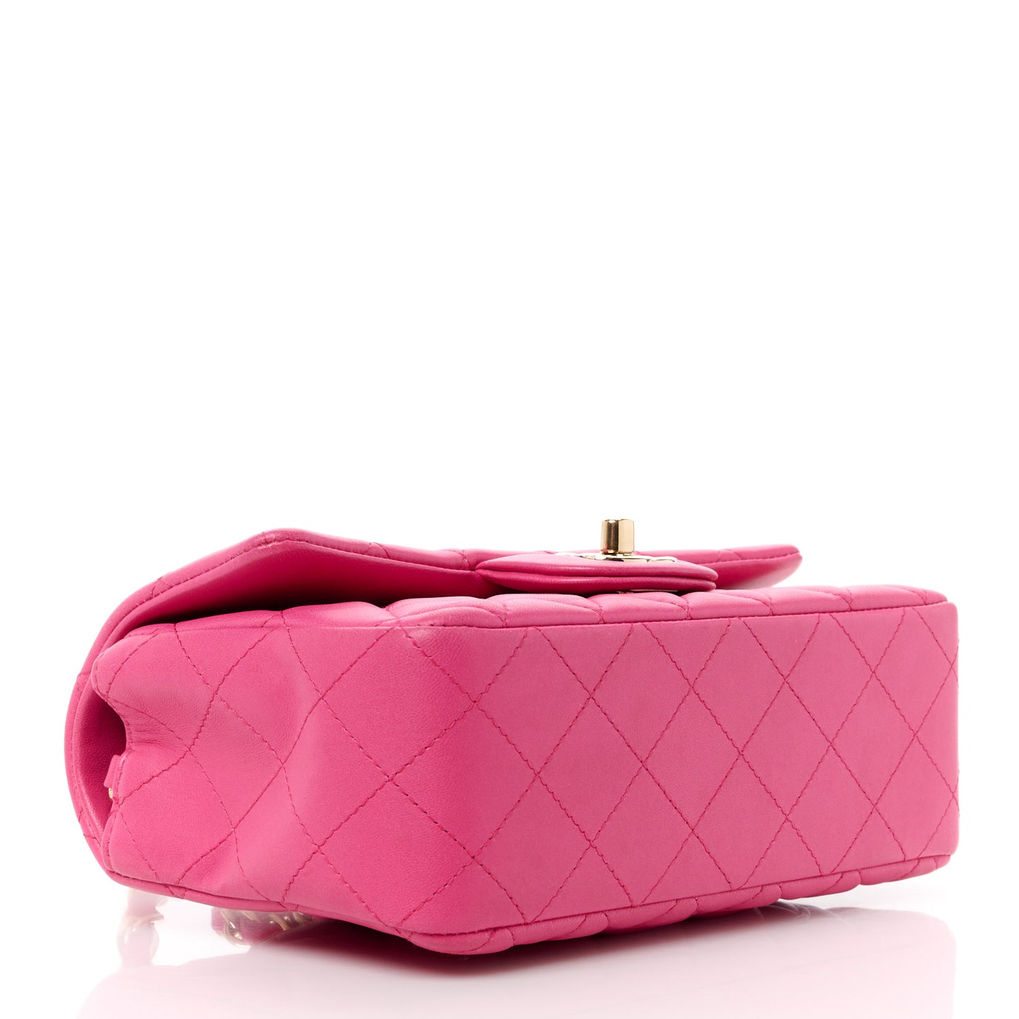 Lambskin Quilted Mini Rectangular Flap Fuchsia
