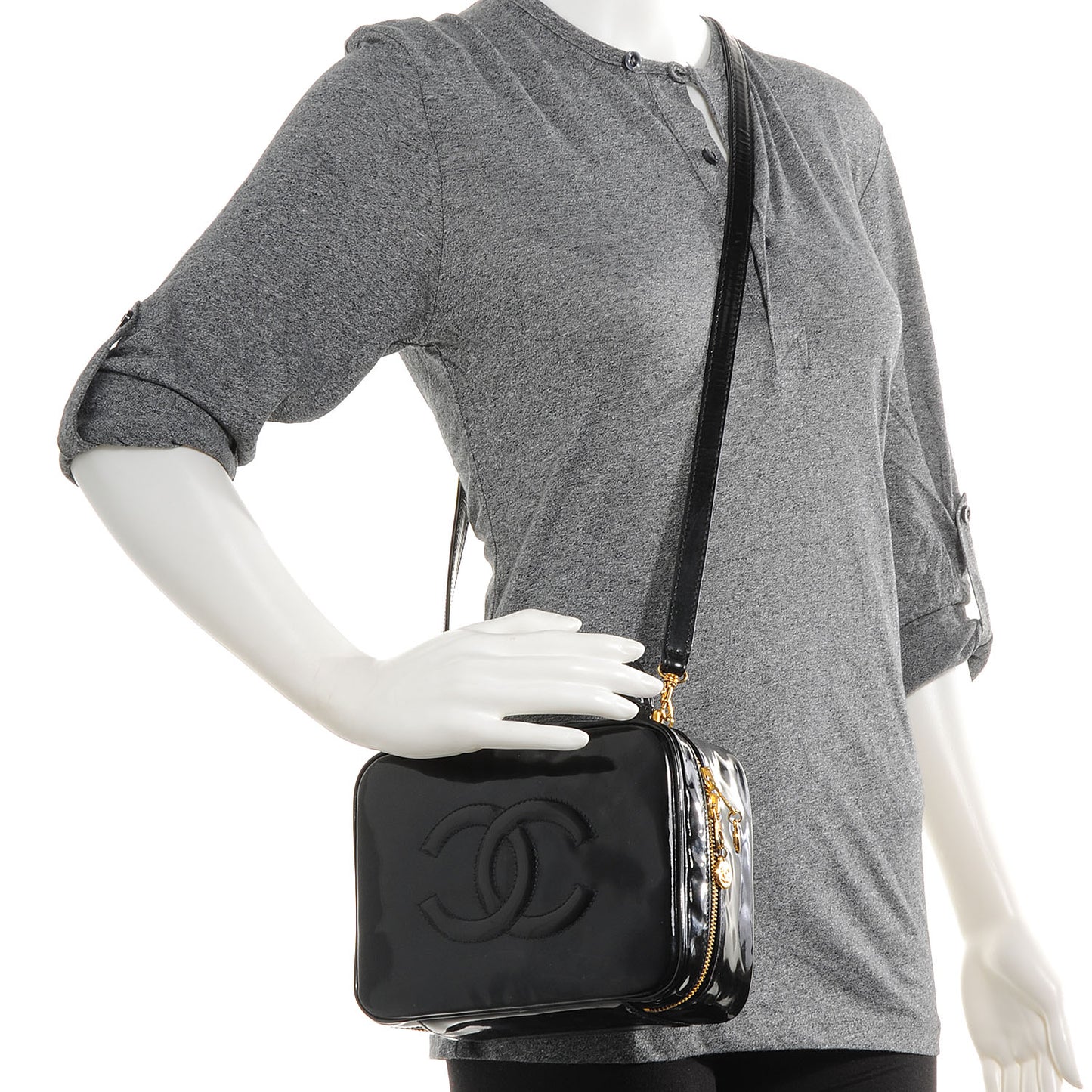 Patent Vanity Cosmetic Case Black